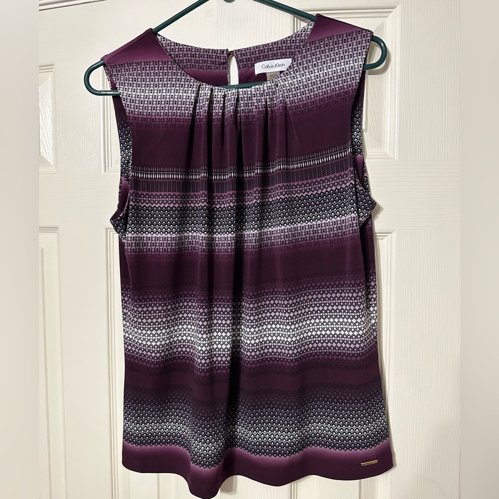 Calvin Klein sleeveless pleated neck top